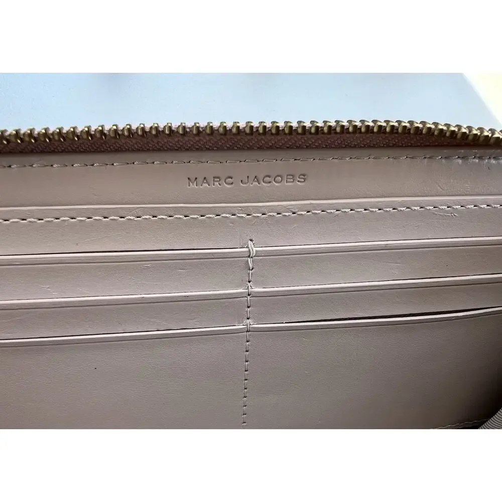 Marc Jacobs Leather Zip-round Long Wallet Wristlet S104L01FA21 Peach Pink